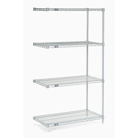 Nexel ate Wire Shelving Add-On, Silver Epoxy, 42W X 14D X 54H A14425EP